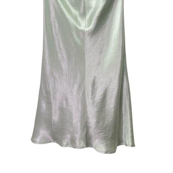 Babaton Lato Halter Mini Slip Dress Silver Sage Green Satin Bias Cut Size Small - Picture 11 of 14
